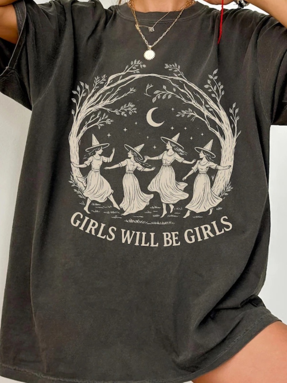 Girls Will Be Girls Graphic Tee - Charcoal